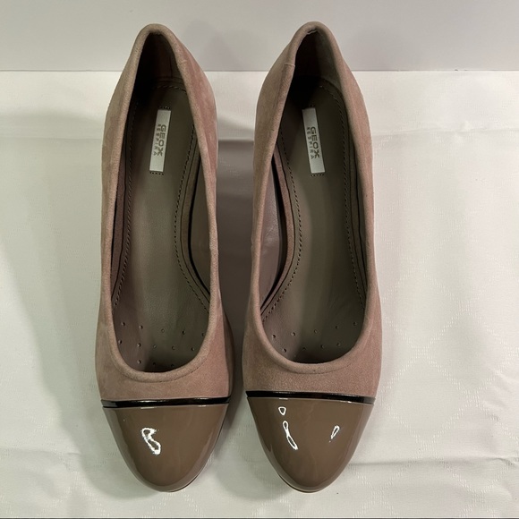 GEOX Respira D Venere Khaki suede and patent wedge heel size 7B BNWB - Picture 2 of 14